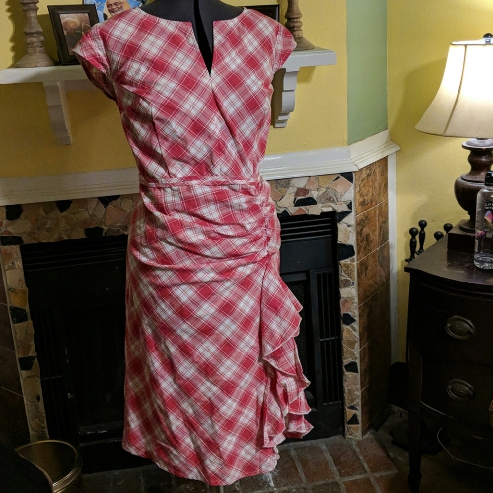 Red gingham eshakti dress